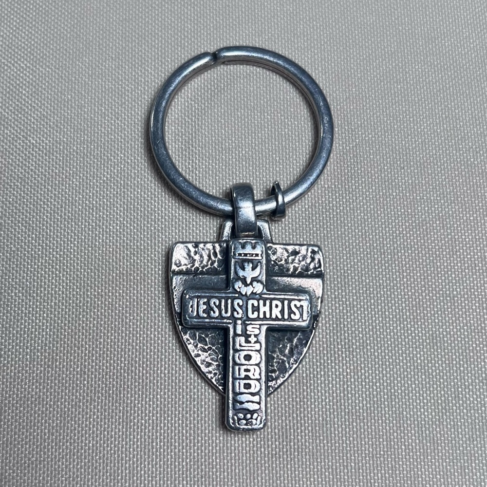 James Avery Two Pieces‎ Fused Fear Not Key Ring w/ Cross Pendant Sterling 925